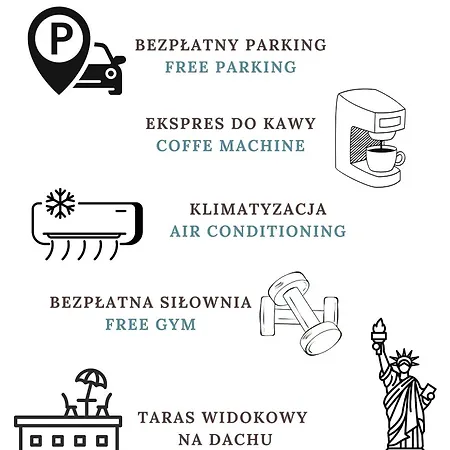 Towarowa 39 New York Apartment, Free Parking, Air-conditioning, Self Check-in 24h * Poznań